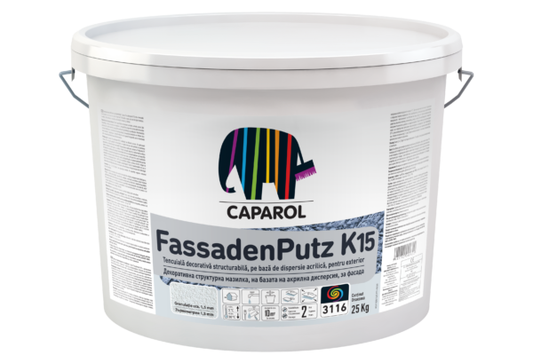 Fassadenputz K15 - Tencuială decorativă - structură bob lângă bob, granulă de 1,5 mm, 3D-System PLUS OFF WHITE 50