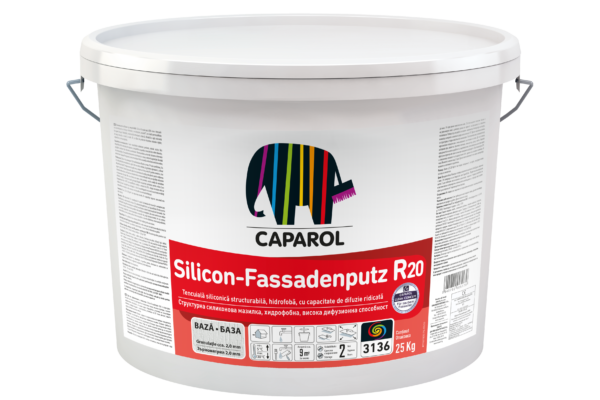 Silicon-Fassadenputz R20 - Tencuială decorativă - structură zgâriată, granulă de 2,0 mm, 3D-System PLUS OFF WHITE 50