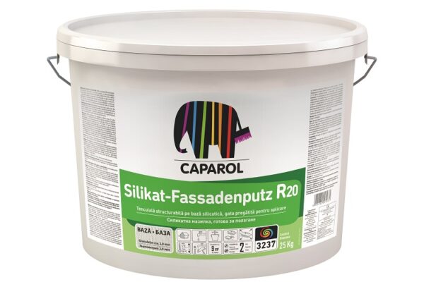 Silikat-Fassadenputz R20 - Tencuială decorativă - structură zgâriată, granulă de 2,0 mm
